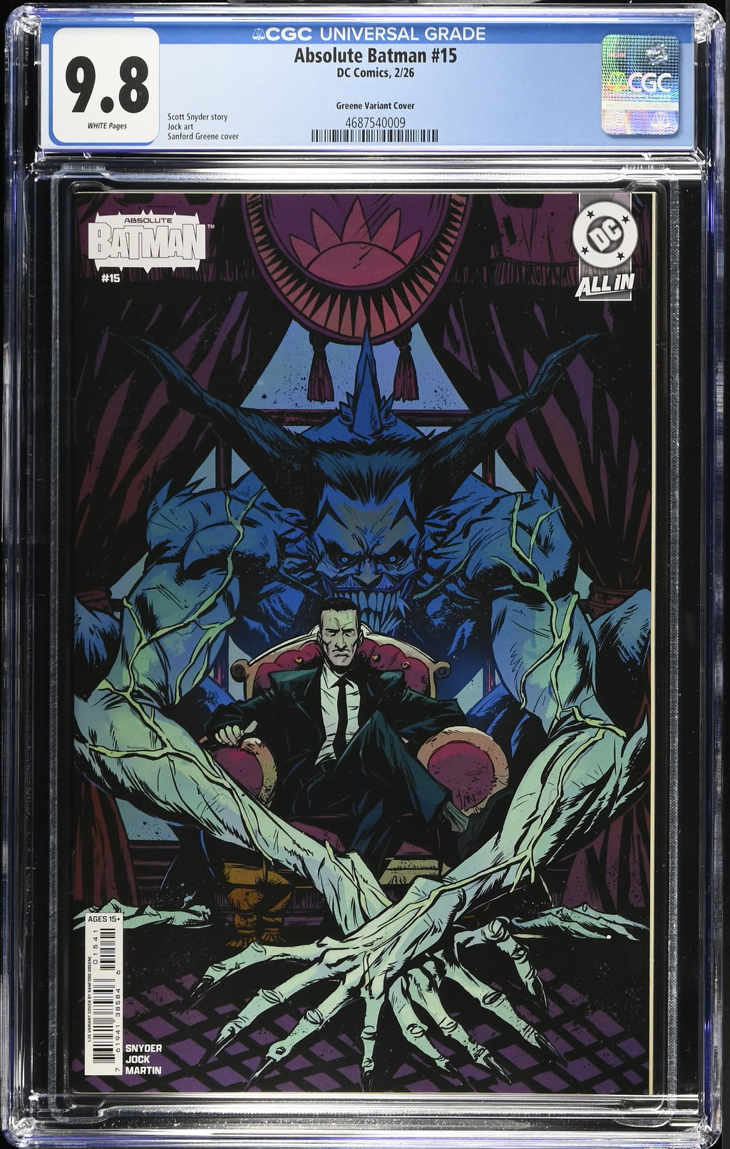 ABSOLUTE BATMAN #15 1:25 SANFORD GREENE VARIANT CGC 9.8– The Comic