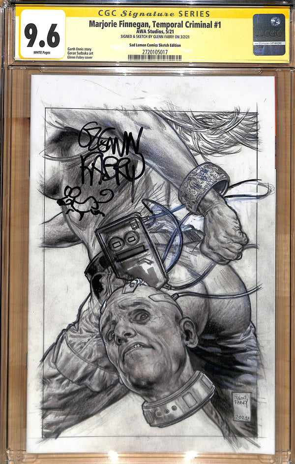 MARJORIE FINNEGAN, TEMPORAL CRIMINAL #1 SKETCH EDITION SIGNED & BY GLENN FABRY CGC 9.6