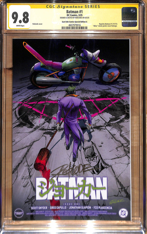 BATMAN #1 JOKER AKIRA HOMAGE VARIANT SIGNED & REMARKED BY REDCODE CGC 9.8