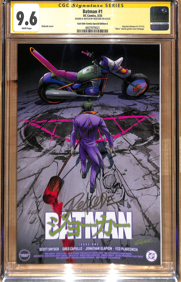 BATMAN #1 JOKER AKIRA HOMAGE VARIANT SIGNED & REMARKED BY REDCODE CGC 9.6