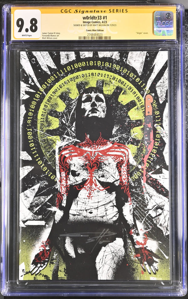 W0RLDTR33 #1 TCM SDCC VIRGIN VARIANT SIGNED & REMARKED BY MATT WILSON CGC 9.8