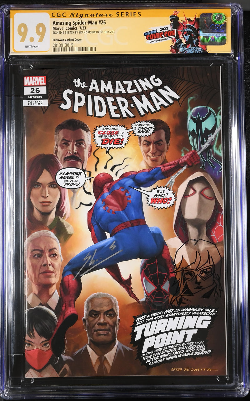 AMAZING SPIDER-MAN 26 SKAN SRISUWAN NYCC SIGNED/REMARKED CGC 9.9 - LIMITED TO 300