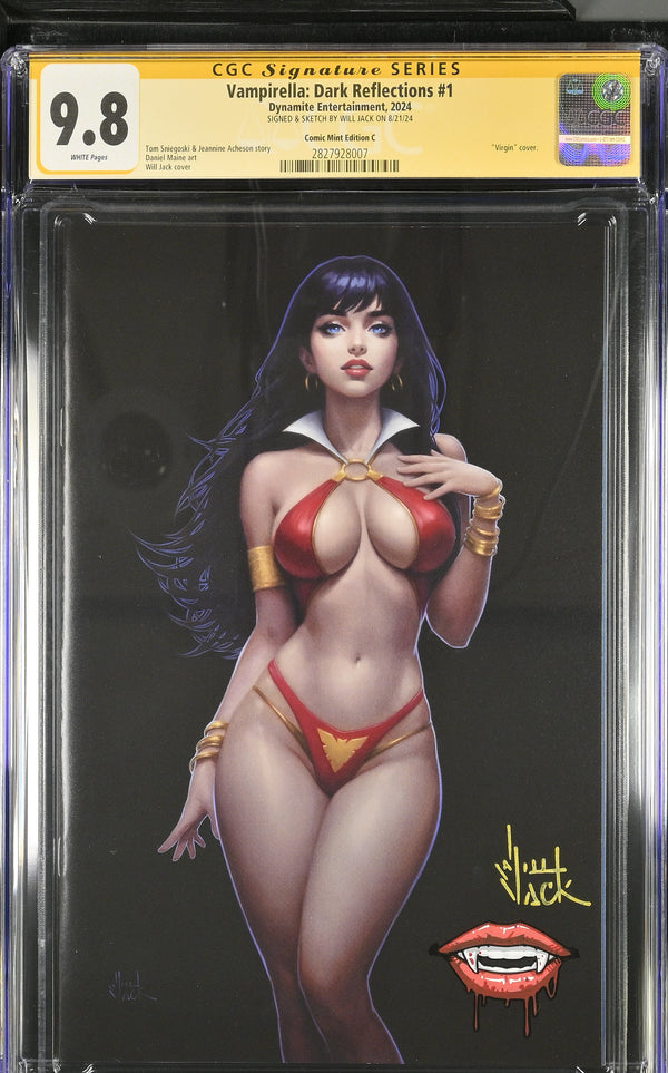 VAMPIRELLA: DARK REFLECTIONS #1 TCM BLACK VIRGIN VARIANT SIGNED & REMARKED BY WILL JACK CGC 9.8
