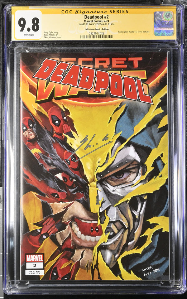 DEADPOOL #2 SECRET WARS #5 HOMAGE SIGNED BY SKAN SRISUWAN CGC 9.8
