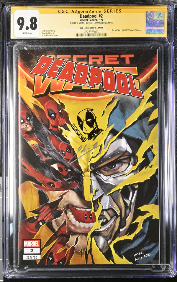 DEADPOOL #2 SECRET WARS #5 HOMAGE SIGNED & REMARKED BY SKAN SRISUWAN CGC 9.8
