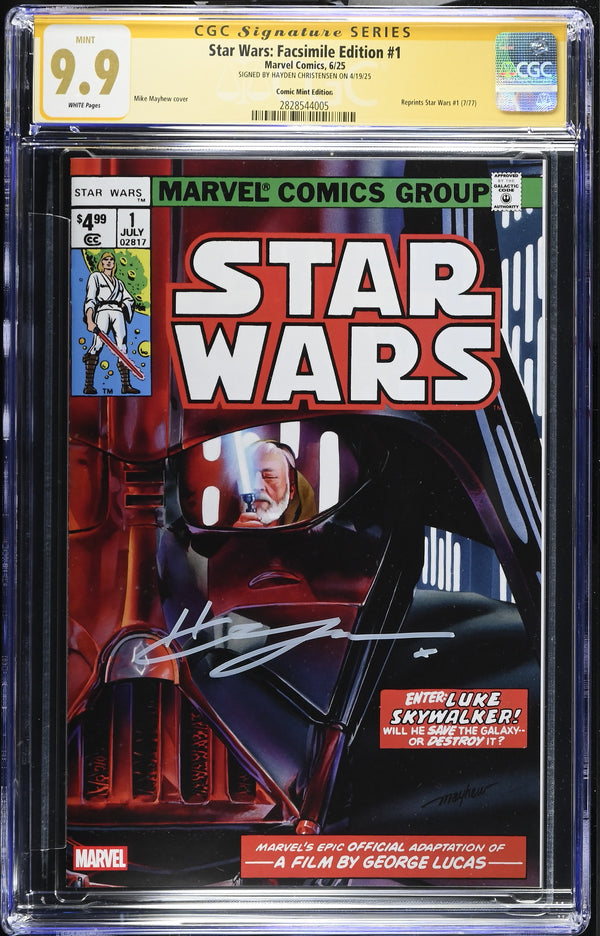 STAR WARS: FACSIMILE EDITION #1 TCM VARIANT SIGNED BY HAYDEN CHRISTENSEN CGC 9.9