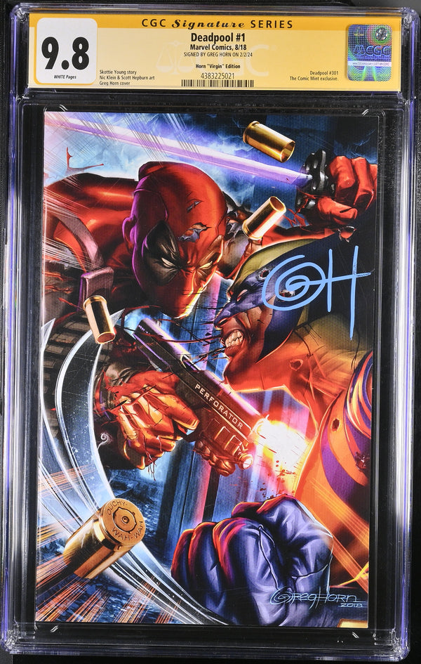 DEADPOOL #1 VIRGIN VARIANT SIGNED BY GREG HORN CGC 9.8