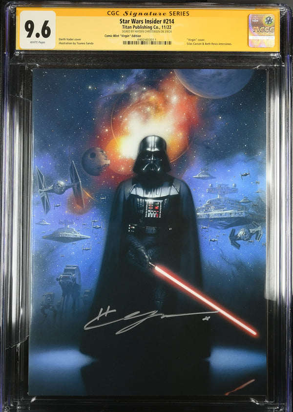 STAR WARS INSIDER #214 TCM VIRGIN VARIANT SIGNED BY HAYDEN CHRISTENSEN CGC 9.6