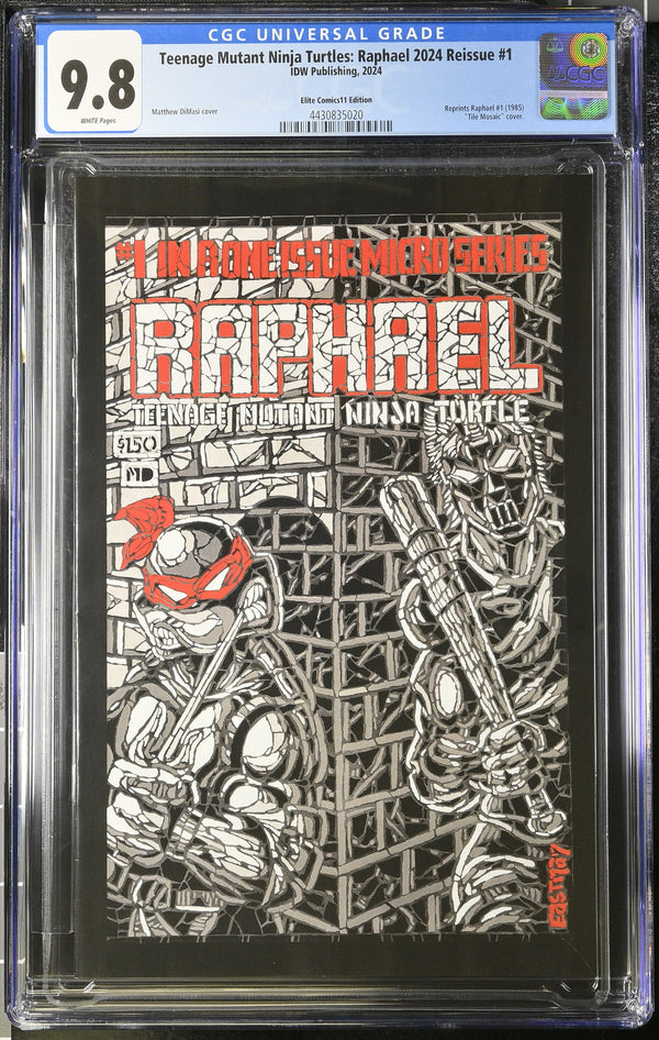 TEENAGE MUTANT NINJA TURTLES: RAPHAEL 2024 REISSUE #1 BLACK SHATTERED VARIANT CGC 9.8