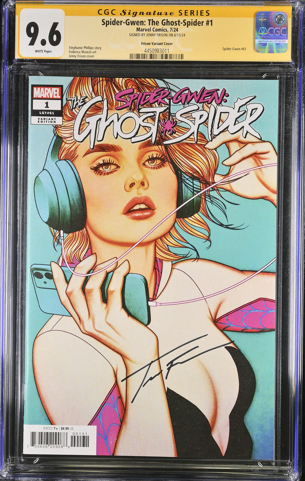 SPIDER-GWEN: THE GHOST-SPIDER #1 VARIANT SIGNED BY JENNY FRISON CGC 9.6