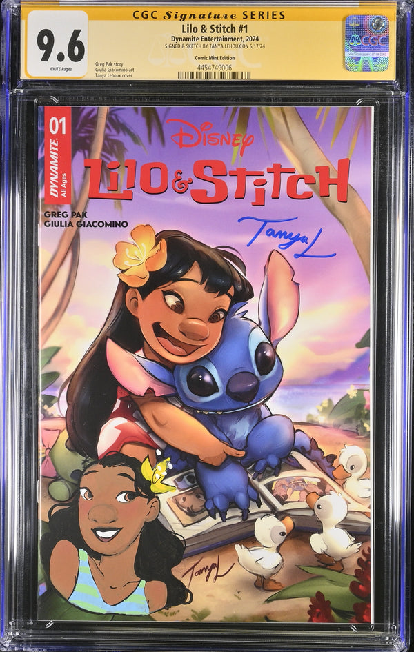 LILO & STITCH #1 TCM SDCC VARIANT SIGNED & REMARKED BY TANYA LEHOUX CGC 9.6