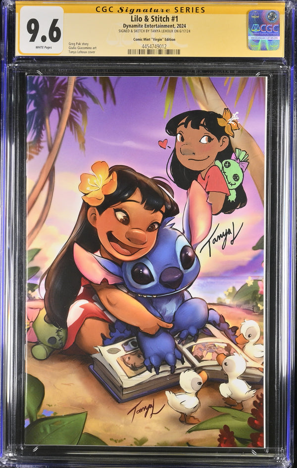 LILO & STITCH #1 TCM MEGACON VIRGIN VARIANT SIGNED & REMARKED BY TANYA LEHOUX CGC 9.6