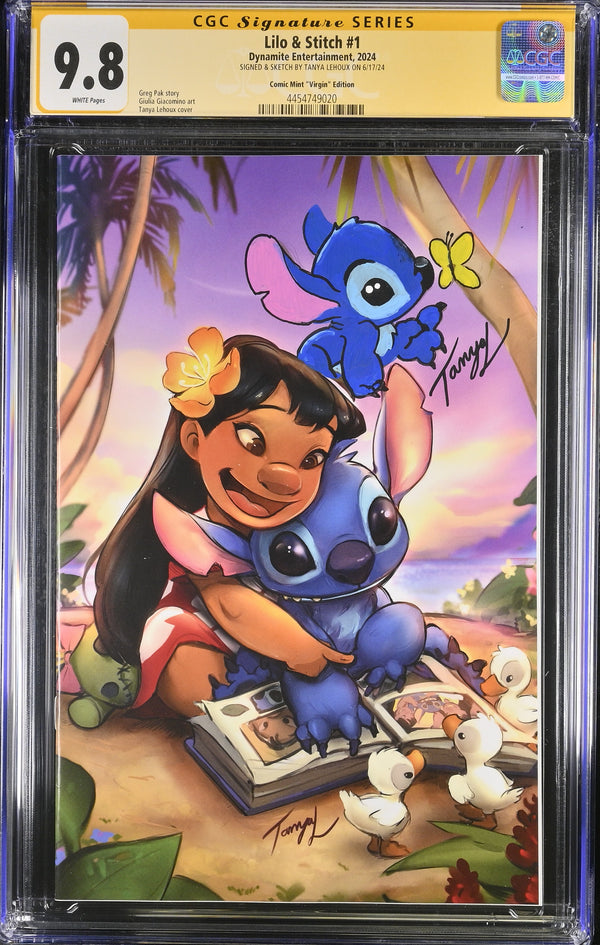 LILO & STITCH #1 TCM MEGACON VIRGIN VARIANT SIGNED & REMARKED BY TANYA LEHOUX CGC 9.8