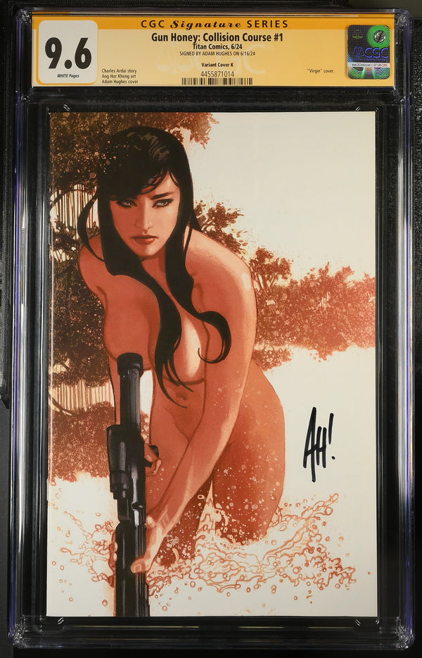 GUN HONEY: COLLISION COURSE #1 COVER K SIGNED BY ADAM HUGHES CGC 9.6