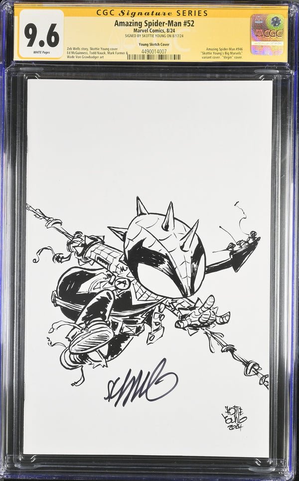 AMAZING SPIDER-MAN #52 1:50 SKETCH VARIANT SIGNED BY SKOTTIE YOUNG CGC 9.6