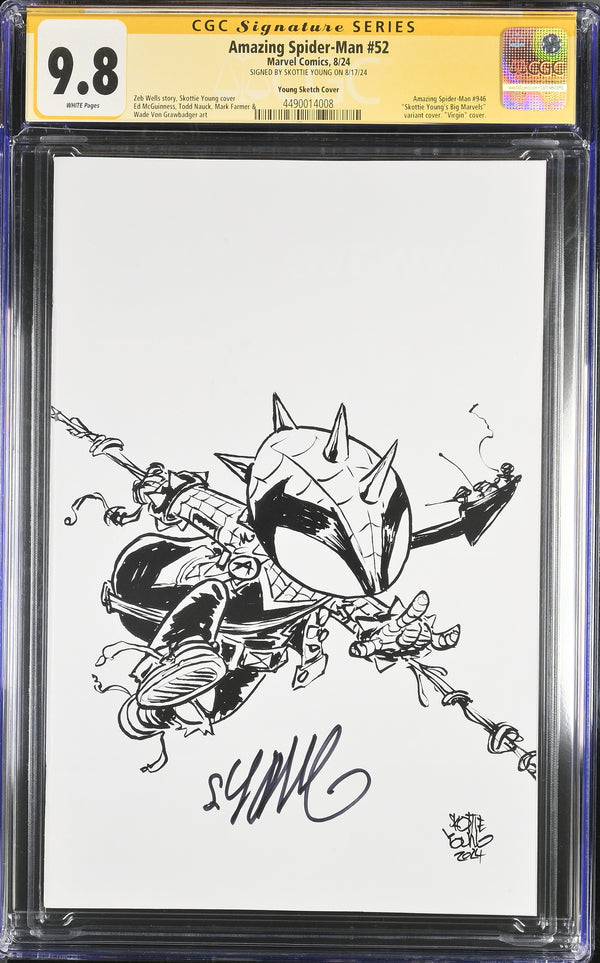 AMAZING SPIDER-MAN #52 1:50 SKETCH VARIANT SIGNED BY SKOTTIE YOUNG CGC 9.8