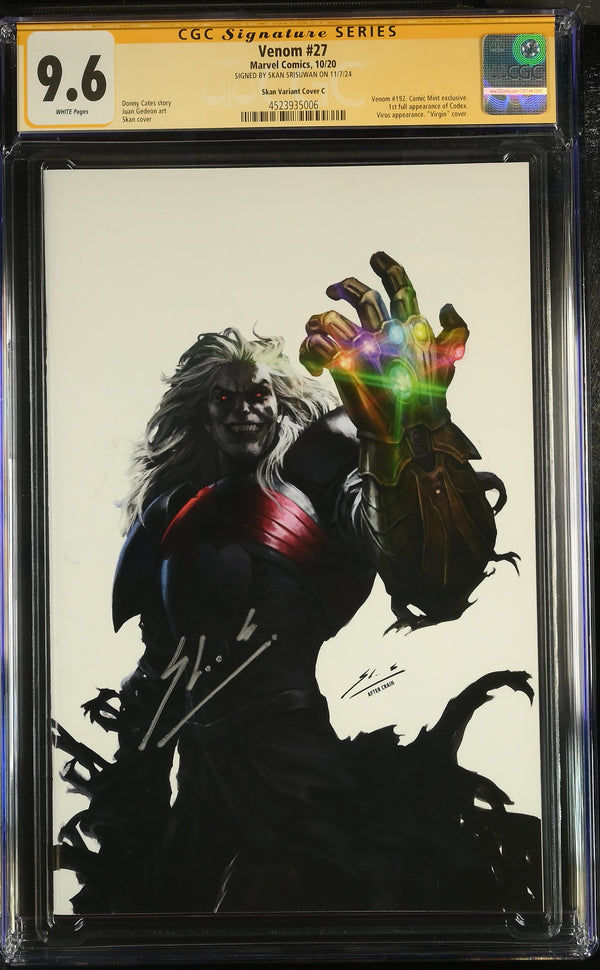 VENOM #27 WHITE BACKGROUND VARIANT SIGNED BY SKAN SRISUWAN CGC 9.6