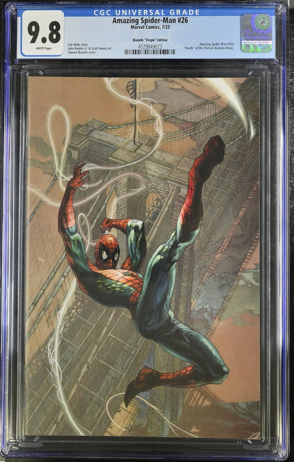 AMAZING SPIDER-MAN #26 SIMONE BIANCHI 1:100 VIRGIN VARIANT CGC 9.8