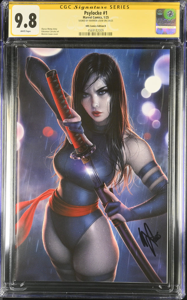 PSYLOCKE #1 VIRGIN VARIANT SIGNED BY WARREN LOUW CGC 9.8