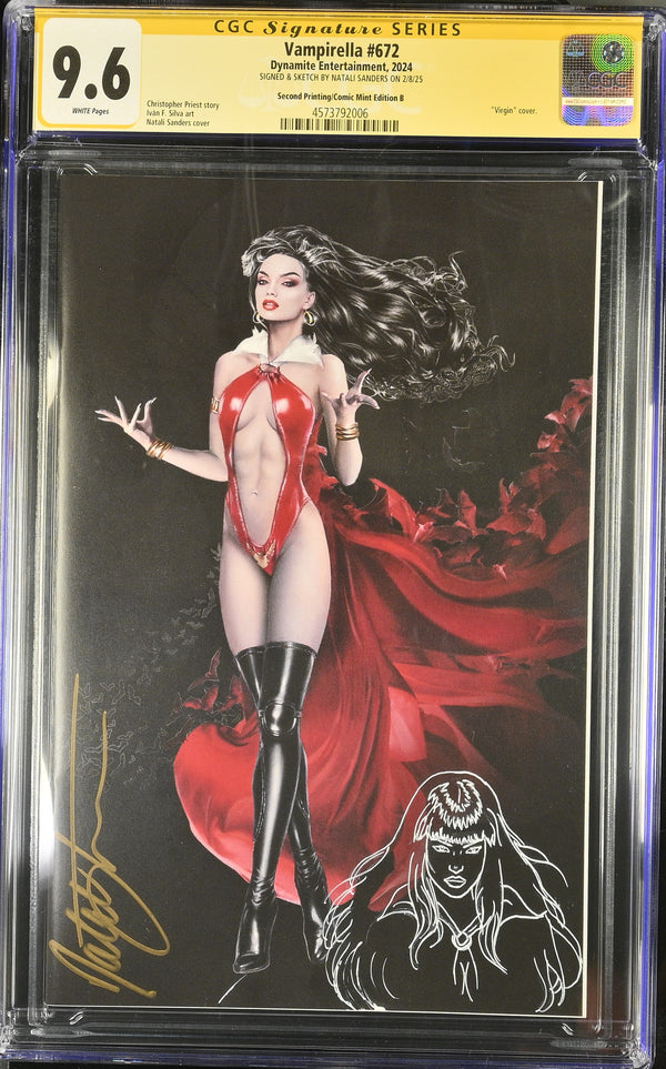 VAMPIRELLA #672 TCM SECOND PRINT MEGACON VARIANT SIGNED & REMARKED BY NATALI SANDERS CGC 9.6