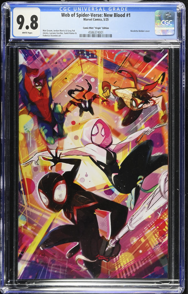 WEB OF SPIDER-VERSE: NEW BLOOD #1 NICOLETTA BALDARI NYCC VIRGIN VARIANT CGC 9.8