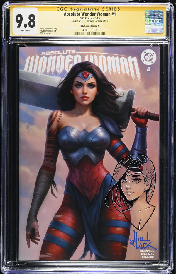 ABSOLUTE WONDER WOMAN #4 VARIANT SIGNED & REMARKED BY WILL JACK CGC 9.8