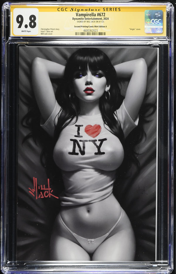 VAMPIRELLA #672 TCM SECOND PRINT COLOR SPLASH VARIANT SIGNED BY WILL JACK CGC 9.8