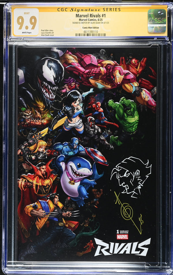 MARVEL RIVALS #1 TCM VARIANT SIGNED & REMARKED BY ALAN QUAH CGC 9.9
