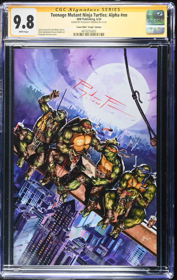 TEENAGE MUTANT NINJA TURTLES: ALPHA #NN TCM NYCC VIRGIN VARIANT SIGNED BY PASQUALE FERRARA CGC 9.8