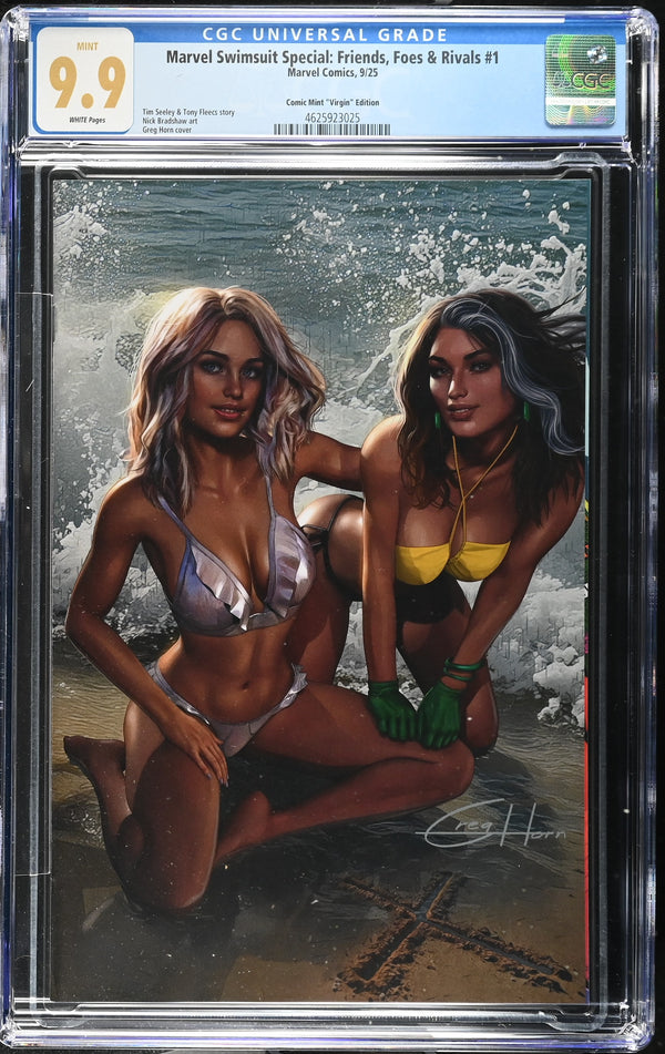 MARVEL SWIMSUIT SPECIAL: FRIENDS, FOES & RIVALS #1 TCM GREG HORN VIRGIN VARIANT CGC 9.9