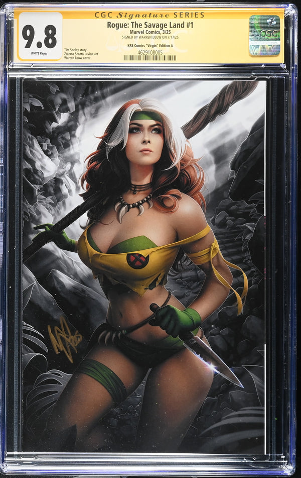 ROGUE: THE SAVAGE LAND #1 VIRGIN VARIANT SIGNED BY WARREN LOUW CGC 9.8