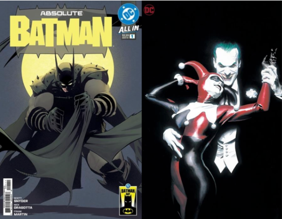 BATMAN DAY SET OF ABSOLUTE BATMAN 1 & JOKER HARLEY UNCOVERED ALEX ROSS FOIL