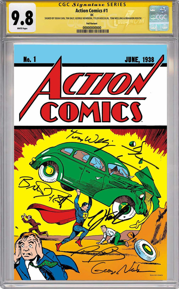 ACTION COMICS 1 NYCC FOIL FACSIMILE SIGNED BY SIX SUPERMEN CGC GRADED